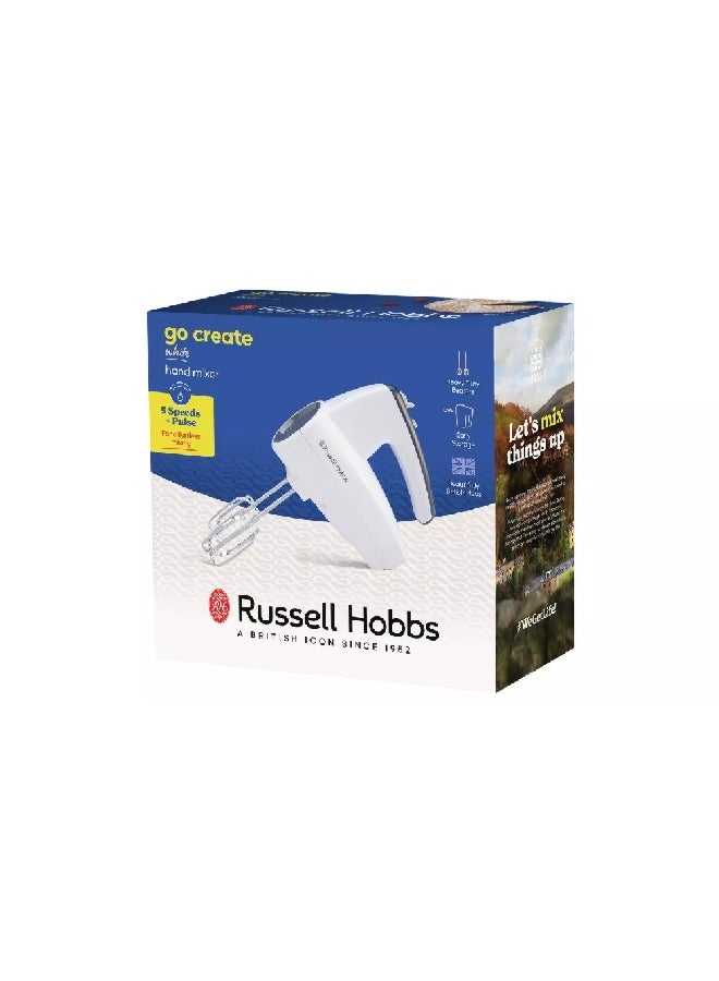Russell Hobbs 250W Go Create Electric Hand Mixer White and Grey 21 x 10.2 x 22 cm 27520GCC 250 W 27520GCC White and Grey  - Image 5