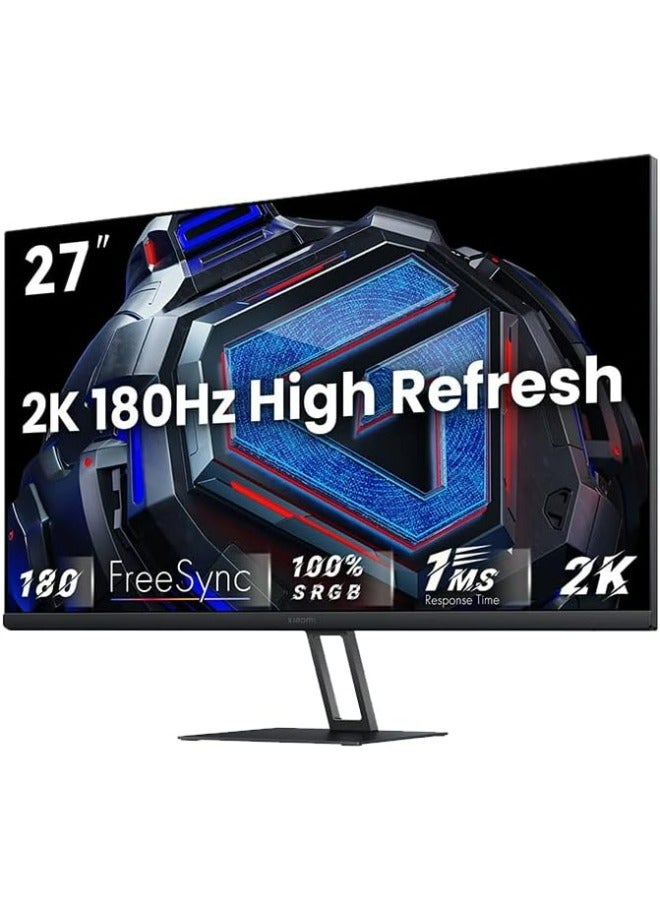 Xiaomi - 27" Inch Display Gaming Monitor QHD (2560x1440) LCD G27Qi 2K, 180Hz Refresh Rate, Upto 1ms Response Time, 2× HDMI2.0, Fast IPS & AMD Freesync - ELA5597UK | Black - Image 1