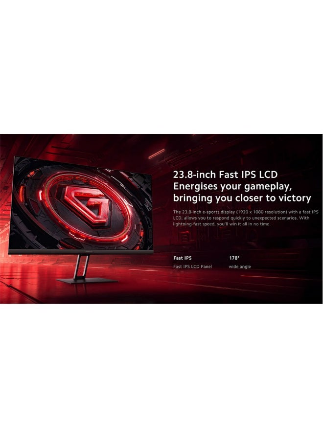 Xiaomi - 23.8" Inch Flat Gaming Monitor (1920x1080) G24i, FreeSync, Upto 1ms Response Time, 180Hz Refresh Rate, IPS Panel Type with x1 HDMI Port - ELA5627UK | Black - Image 1