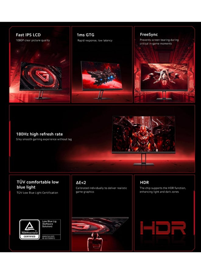 Xiaomi - 23.8" Inch Flat Gaming Monitor (1920x1080) G24i, FreeSync, Upto 1ms Response Time, 180Hz Refresh Rate, IPS Panel Type with x1 HDMI Port - ELA5627UK | Black - Image 1