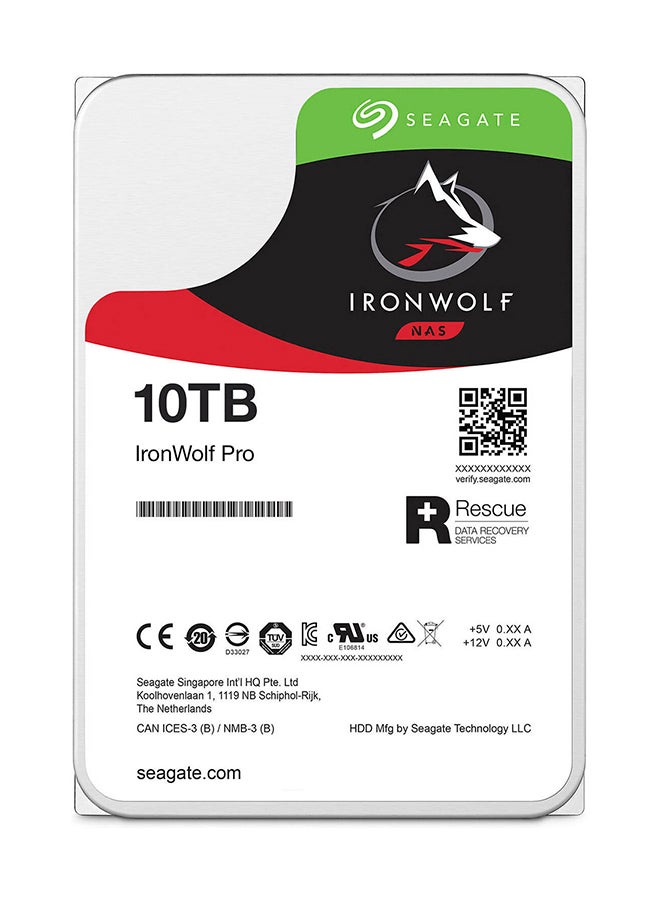 Seagate - 10TB IronWolf Pro SATA III 3.5" Internal NAS HDD, Up to 263 MB/s Data Transfer Rate, 7200 rpm, 256MB Cache, 2 Million Hours MTBF, 550TB per Year Workload Rate, 2Mn Hours MTBF | ST10000NT001 10 TB - Image 1