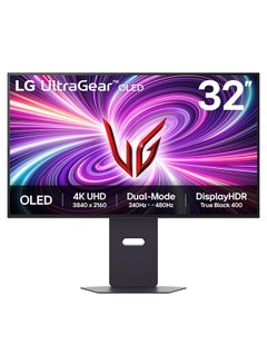 إل جي 32 inch 4K UHD OLED UltraGear Dual-Mode Gaming Monitor, 240Hz Refresh Rate, 0.03 (GtG) Response Time, G-Sync, AdaptiveSync, & FreeSync Premium Pro Compatible | 32GS95UV-B Black  - Image 1