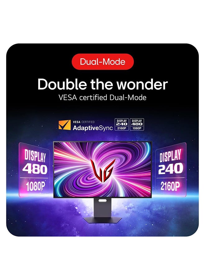 32 inch 4K UHD OLED UltraGear Dual-Mode Gaming Monitor, 240Hz Refresh Rate, 0.03 (GtG) Response Time, G-Sync, AdaptiveSync, & FreeSync Premium Pro Compatible | 32GS95UV-B Black