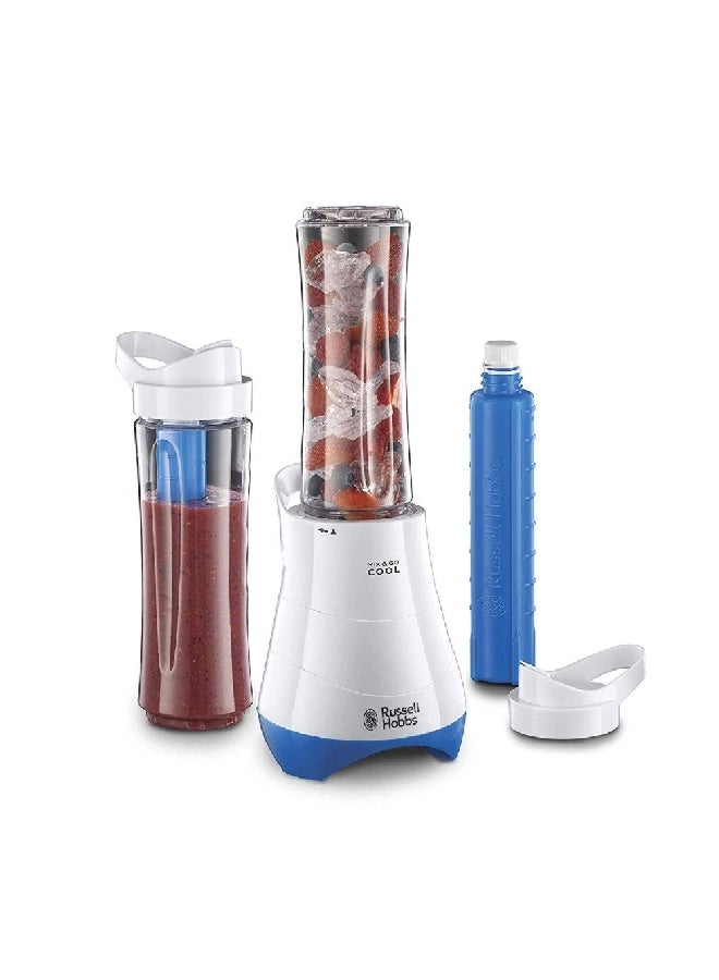 راسيل هوبز Mix and Go Cool Personal Blender Smoothie Maker White and Blue 25.7 x 17.2 x 23.5 cm 21351GCC 300 W 21351GCC White and Blue  - Image 1
