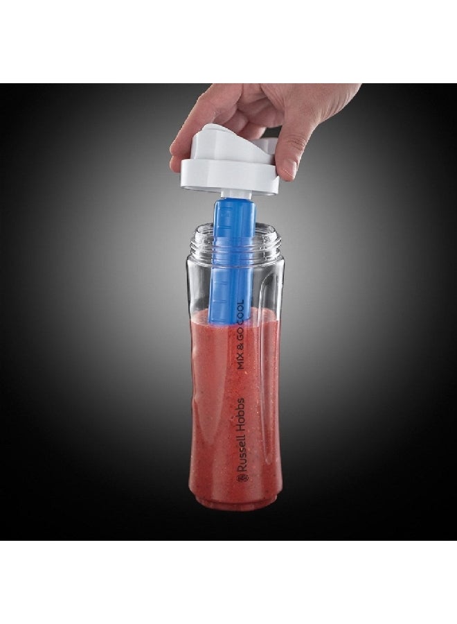 راسيل هوبز Mix and Go Cool Personal Blender Smoothie Maker White and Blue 25.7 x 17.2 x 23.5 cm 21351GCC 300 W 21351GCC White and Blue  - Image 5