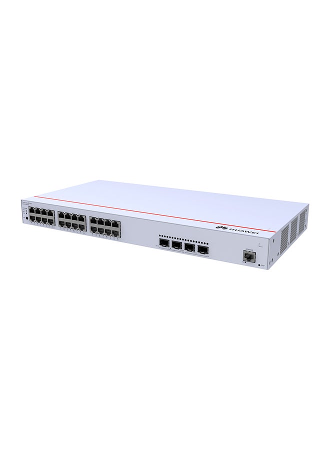 HUAWEI eKit S310-24P4S Managed Switch - 24 x 10/100/1000BASE-T Ports, 4 x GE SFP Ports, PoE+ (400W), 56 Gbps Switching Capacity, 42 Mpps Forwarding Rate, AC Power Supply, 1U Rack-Mountable, Metal Chassis, 2 Fans, RJ45 Console Port, Surge Protection, Operating Temp. -5°C to +50°C, Storage Temp. -40°C to +70°C White 