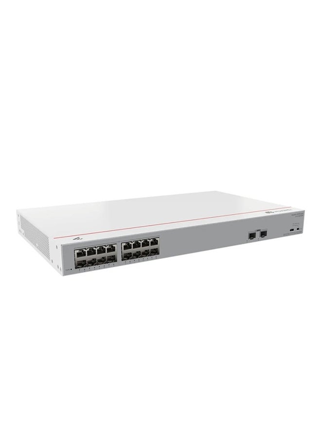 HUAWEI S110-16LP2SR 16-Port Gigabit Ethernet Switch with 2 x GE SFP Ports, PoE+ Support, 124W Maximum PoE Power, 36 Gbps Switching Capacity, 26.78 Mpps Packet Forwarding, Rack/Desk/Wall Mountable, AC Power Supply, Natural Heat Dissipation, EMC & Safety Certified, Fanless, 22W Typical Power Consumption, 75W Typical Heat Dissipation, Operating Temp. 0°C to 40°C White