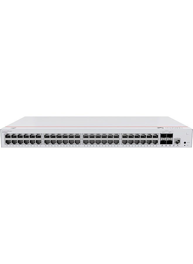 HUAWEI S310-48P4X 48-Port Gigabit Switch with 4 x 10GE SFP+ Ports, PoE+ (380W), 1U Rack-Mountable, AC Power Supply, 131 Mpps Forwarding Rate, 176 Gbit/s Switching Capacity, Metal Chassis, 49.44W Typical Power Consumption, Intelligent Cooling Fans, Surge Protection, 5% to 95% Humidity, Operating Temp -5°C to +50°C, RJ45 Console Port, EMC & Safety Certifications White 