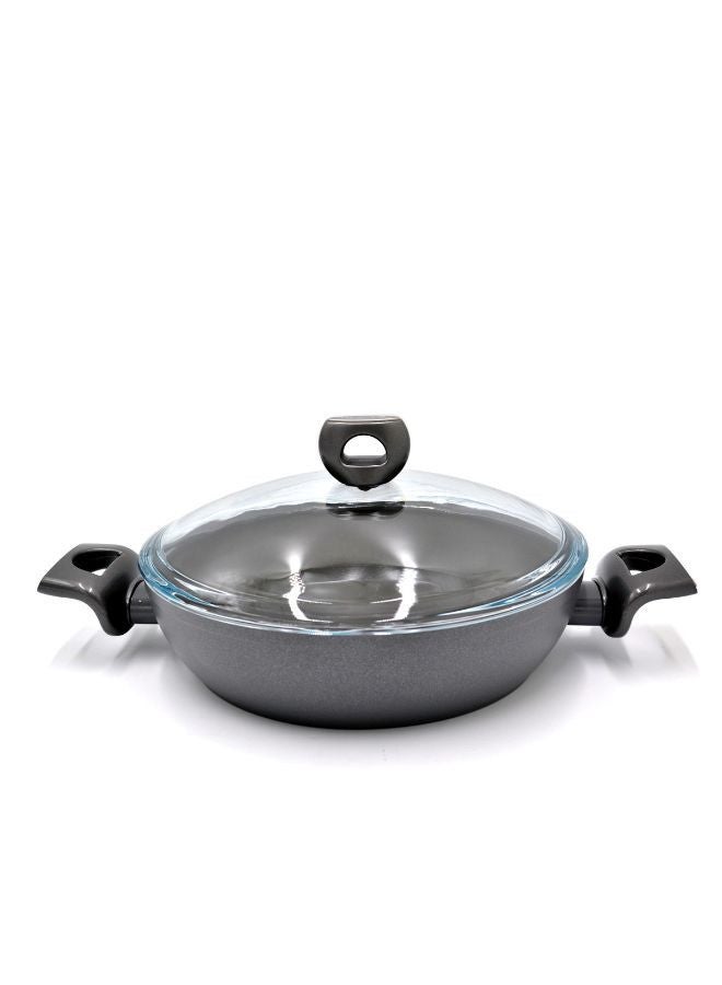كوركماز Korkmaz Nora Ceramic Low Casserole | Non Stick Stock Pot - 28X7 A3935 Grey  - Image 1