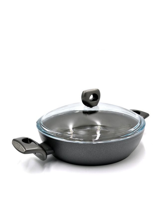 كوركماز Korkmaz Nora Ceramic Low Casserole | Non Stick Stock Pot - 28X7 A3935 Grey  - Image 3