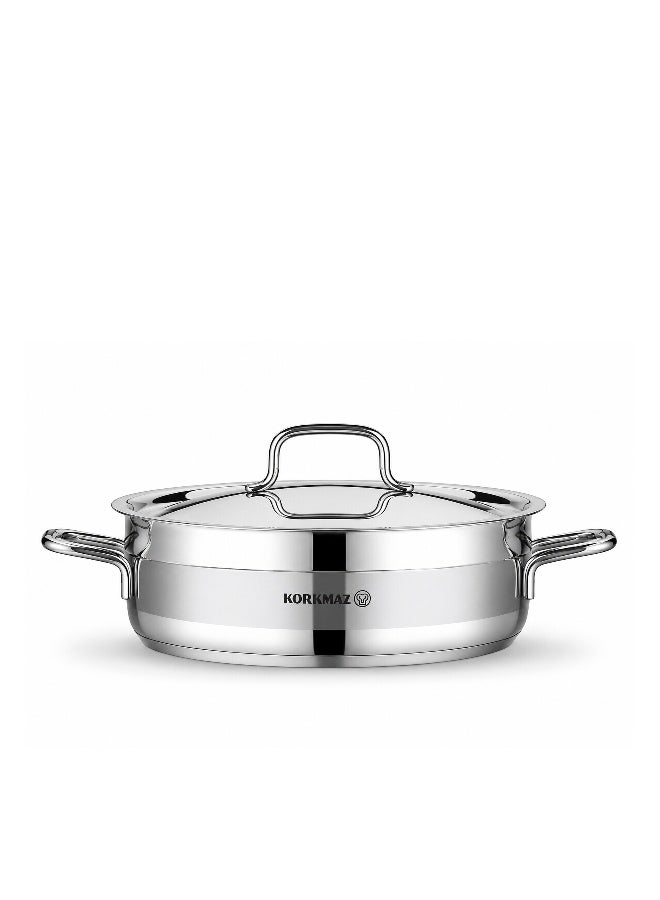 Korkmaz Alfaron 7 Pieces Stainless Steel Cookware Set |Stainless Steel Tri-Ply Sandwich Base | Induction Compatible Pots and Pans Set | Silver - KA1954 Silver Silver - Image 3
