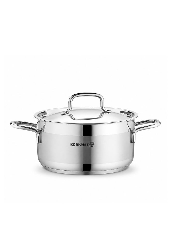 Korkmaz Alfaron 7 Pieces Stainless Steel Cookware Set |Stainless Steel Tri-Ply Sandwich Base | Induction Compatible Pots and Pans Set | Silver - KA1954 Silver Silver - Image 5
