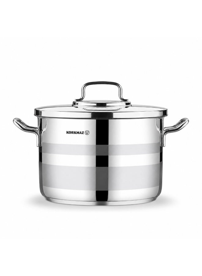 Korkmaz Astron 7 Pieces Cookware Set | Stainless Steel Tri-Ply Sandwich Base | Induction Compatible Cooking Set | Silver - KA2054 Silver Silver - Image 5