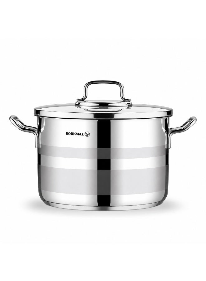 Korkmaz Astron 7 Pieces Cookware Set | Stainless Steel Tri-Ply Sandwich Base | Induction Compatible Cooking Set | Silver - KA2054 Silver Silver - Image 4