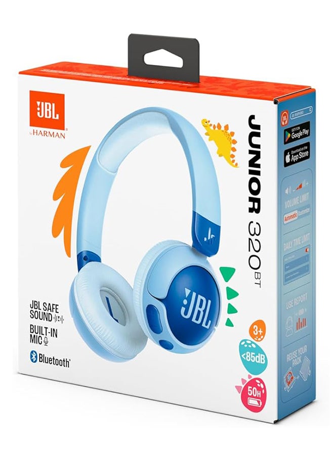 JBL - Junior 320 BT Wireless On-Ear Bluetooth Headphones with Built-in Microphone for Kids, 50 Hours Playback, Safe Sound, Low Volume, Easy Operation and Sticker Set - JBLJR320BTBLU Blue - Image 1