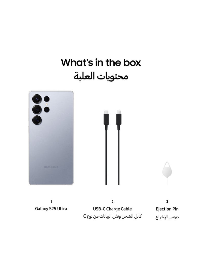 Samsung - Galaxy S25 Ultra AI Dual SIM Titanium Silverblue 12GB RAM 512GB 5G - Middle East Version - Image 1