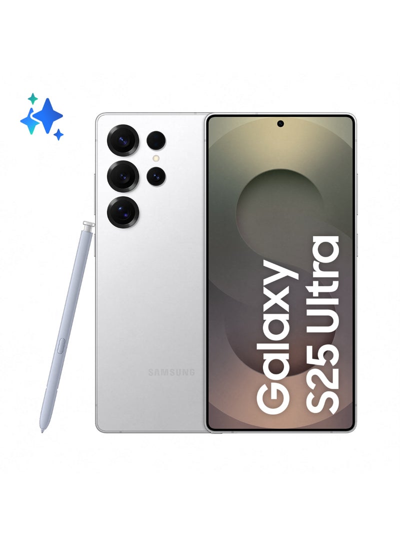 Samsung Galaxy S25 Ultra AI Dual SIM Titanium Whitesilver 12GB RAM 512GB 5G - Middle East Version - Image 1