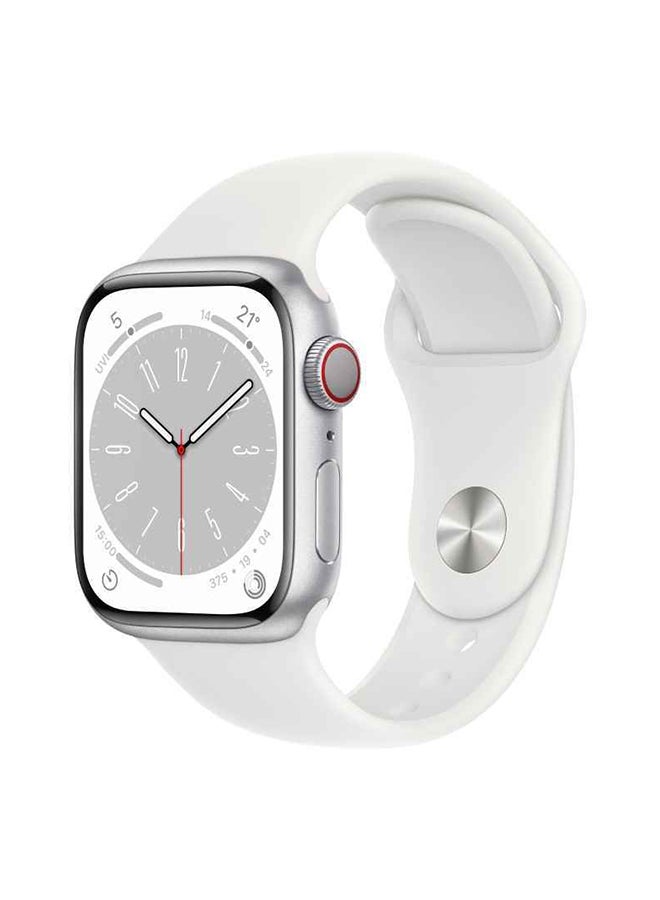 Apple - Renewed - Watch Series 8 GPS 45mm Silver Aluminium Case With White Sport Band White - Image 1