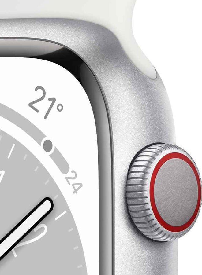 Apple - Renewed - Watch Series 8 GPS 45mm Silver Aluminium Case With White Sport Band White - Image 1