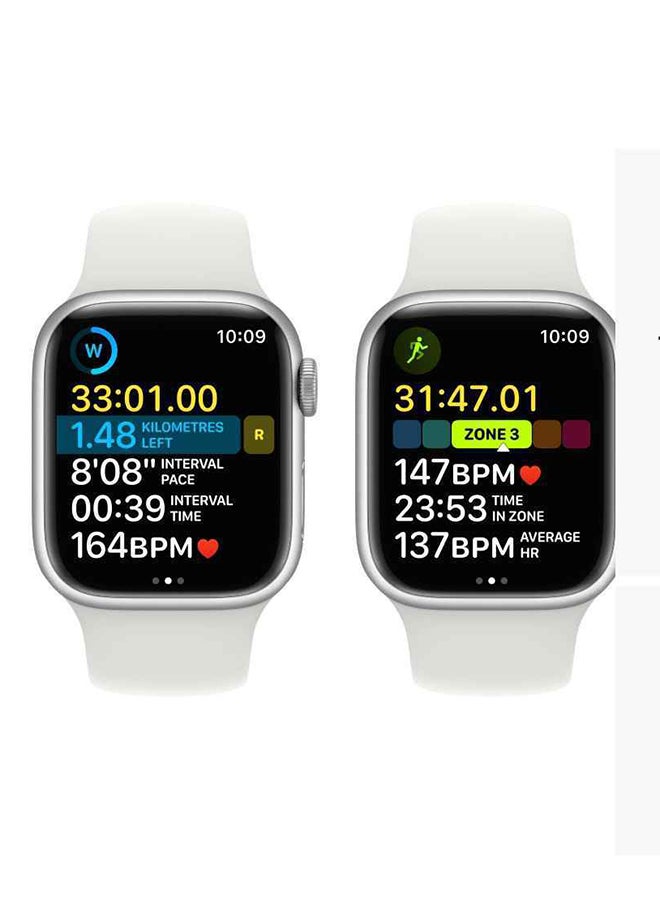 Apple Renewed - Watch Series 8 GPS 45mm Silver Aluminium Case With White Sport Band White  - Image 3