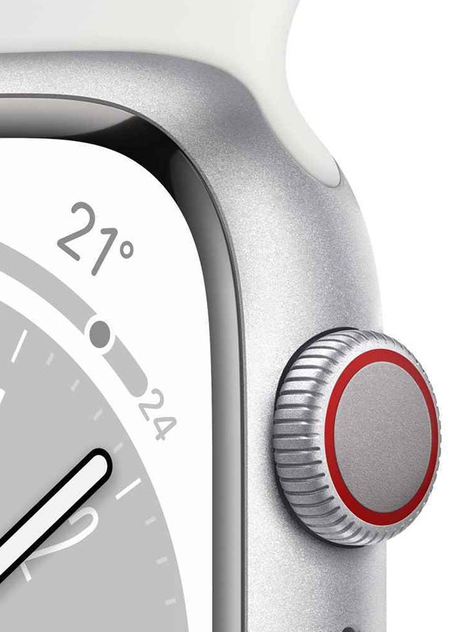 ابل  Renewed - Watch Series 8 GPS + Cellular 41mm Silver Aluminium Case With White Sport Band Silver - Image 3