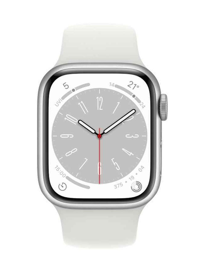 ابل  Renewed - Watch Series 8 GPS + Cellular 41mm Silver Aluminium Case With White Sport Band Silver - Image 2