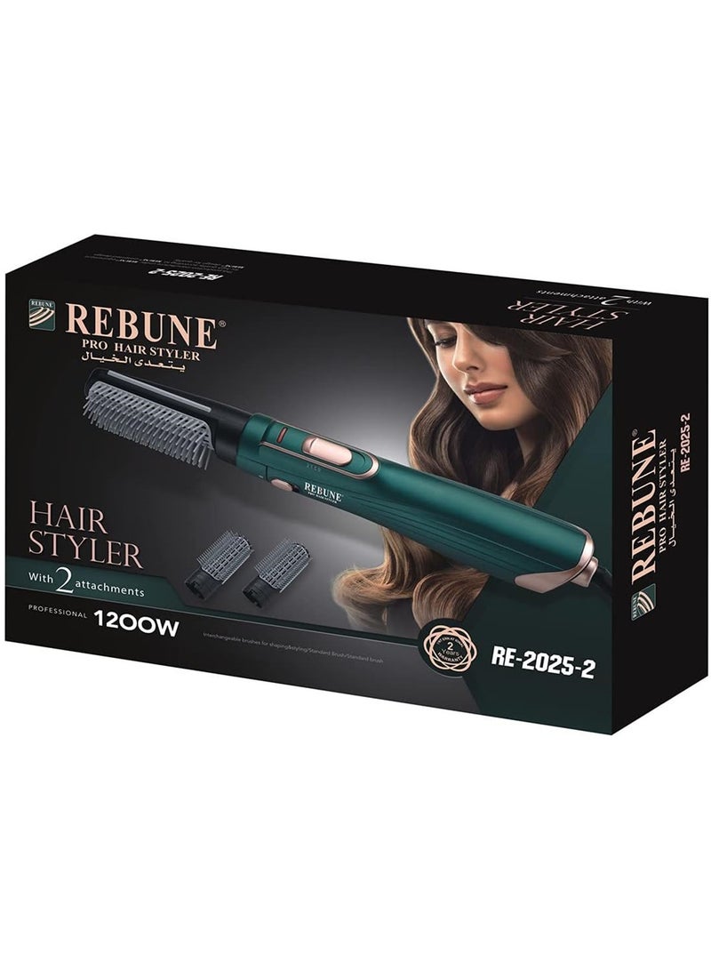 REBUNE Original 1200W Electric Hair Dryer Brush 3 In 1 Hot Air Hair Styler for Hair Drying Straightening Curling With 2 Attachments  - Image 2