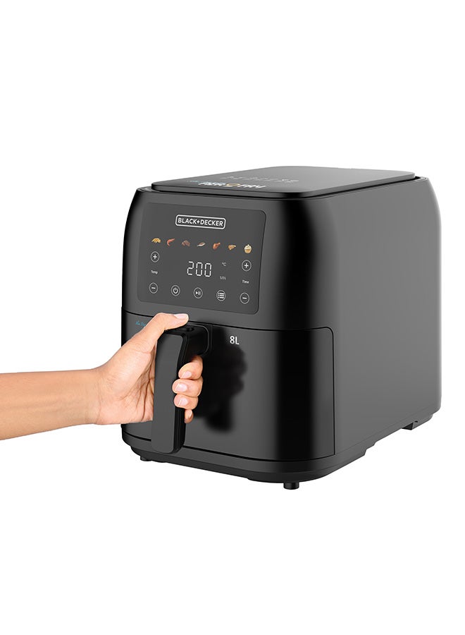 بلاك اند ديكر قلاية هوائية 8  ليتر، تصميم نحيف موفر للمساحة مناسبة للخبز وإعادة التسخين 1.75 كجم، 1700 واط، 7 برامج طهي للطعام، درجة حرارة من 80 إلى 200 درجة لوحة لمس ملونة،  SAF80-B5 8 L 1700 W SAF80-B5 أسود - Image 5