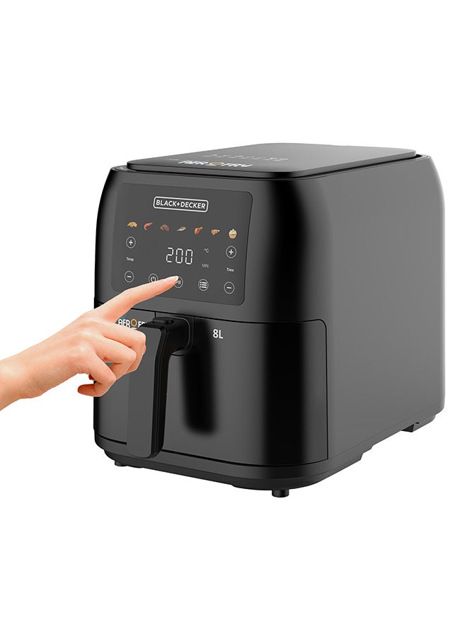 بلاك اند ديكر قلاية هوائية 8  ليتر، تصميم نحيف موفر للمساحة مناسبة للخبز وإعادة التسخين 1.75 كجم، 1700 واط، 7 برامج طهي للطعام، درجة حرارة من 80 إلى 200 درجة لوحة لمس ملونة،  SAF80-B5 8 L 1700 W SAF80-B5 أسود - Image 4