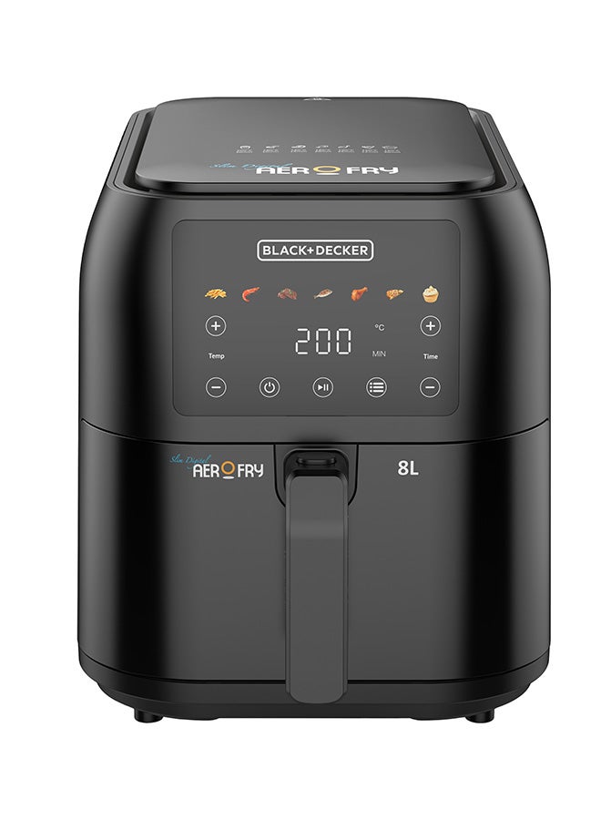 Digital Air Fryer, 8L Family-Sized Capacity, 7 Preset Functions, Rapid Air Convection for Healthy Frying, Adjustable Temperature 80-200°C, Easy Clean, 8 L 1700 W SAF80-B5 Black