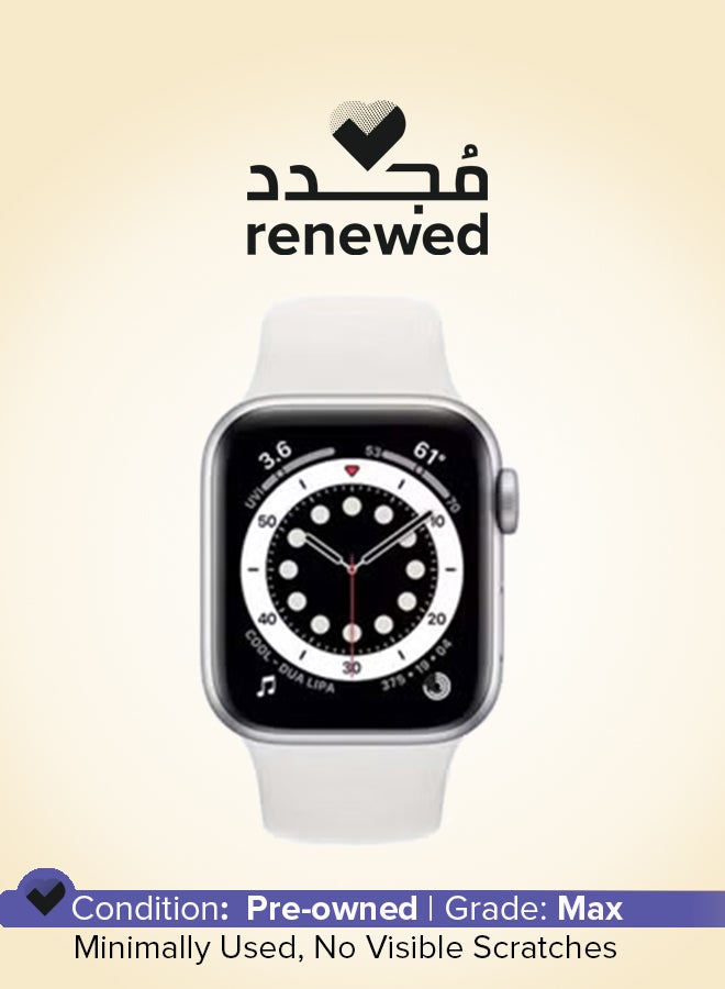 Apple Renewed - Watch Series 6-44mm GPS Silver Aluminium Case With Sport Band White White  - Image 1
