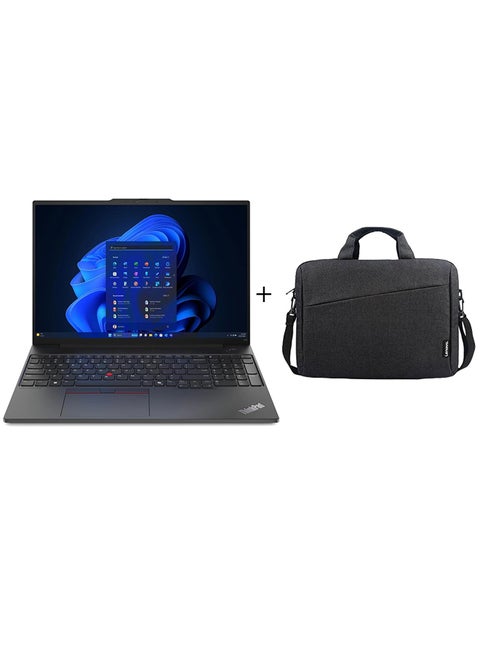ThinkPad E16 Gen2 21MA001LAD Laptop With 16 Inch WUXGA (1920X1200) Display IPS,Intel Ultra 7 155H Processor/16GB RAM DDR5/512GB SSD/DOS(Without Windows) +Lenovo 15.6" Laptop Casual Toploader English/Arabic Black