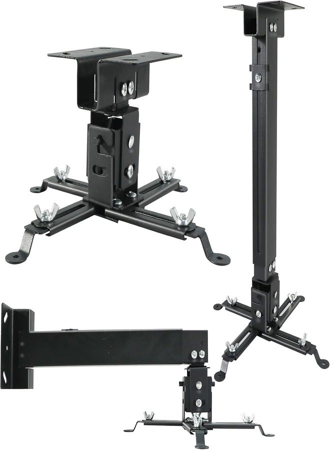 وونكت - Universal Projector Ceiling Mount for Projectors with Adjustable Height and Extendable Arms Mount for Home and Office Projector for Ceiling and Walls [Capacity Up to 30 kg] - Black - Image 1