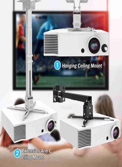 وونكت Universal Projector Ceiling Mount for Projectors with Adjustable Height and Extendable Arms Mount for Home and Office Projector for Ceiling and Walls [Capacity Up to 30 kg] - Black  - Image 2