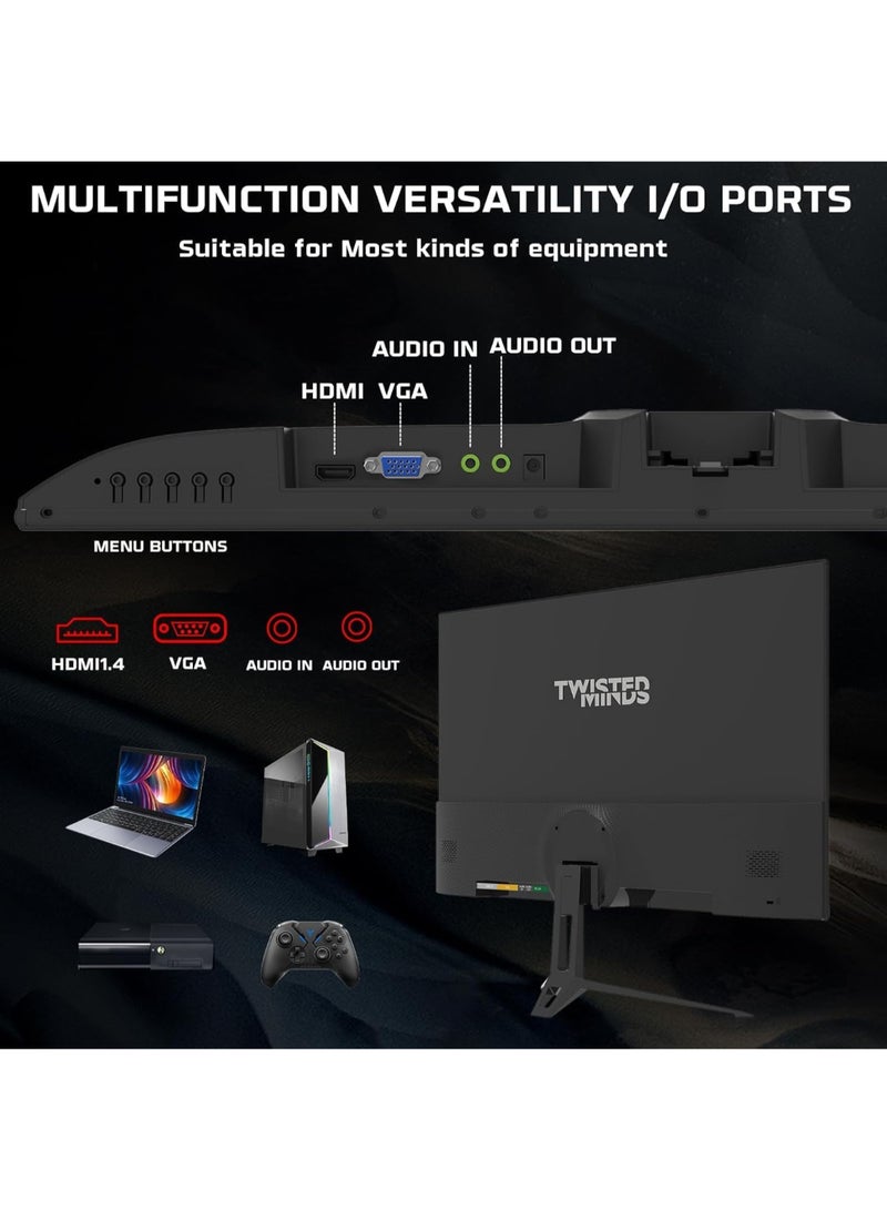 TWISTED MINDS 27 Inch Display Fast IPS Gaming Monitor - 1920 x 1080 FHD Resolution, 100 Hz Refresh Rate, 16:9 Aspect Ratio, 1 ms Response Time - (TM27FHD100IPS) Black - Image 4