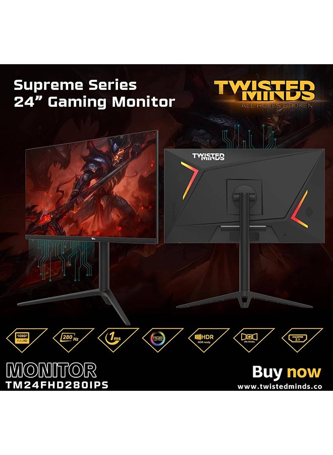 TWISTED MINDS - 24 inch Supreme Series Gaming Monitor, IPS, FHD Resolution, 280Hz Refresh Rate, 1ms Response Time, Nvidia G-SYNC and AMD Free Sync Compatible, | TM24FHD280IPS Black - Image 1