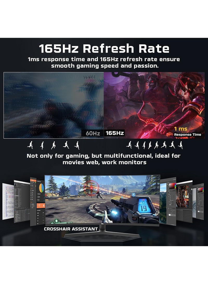 TWISTED MINDS - 34 inch WQHD Curved Gaming Monitor, 165Hz, 1ms MPRT, HDR 100, Dual HDMI 2.1 & DP, Adaptive Sync & G-SYNC, Built-in Speakers, 4000:1 Contrast, 280 nits Brightness TM34CWQHD165VA Black - Image 1