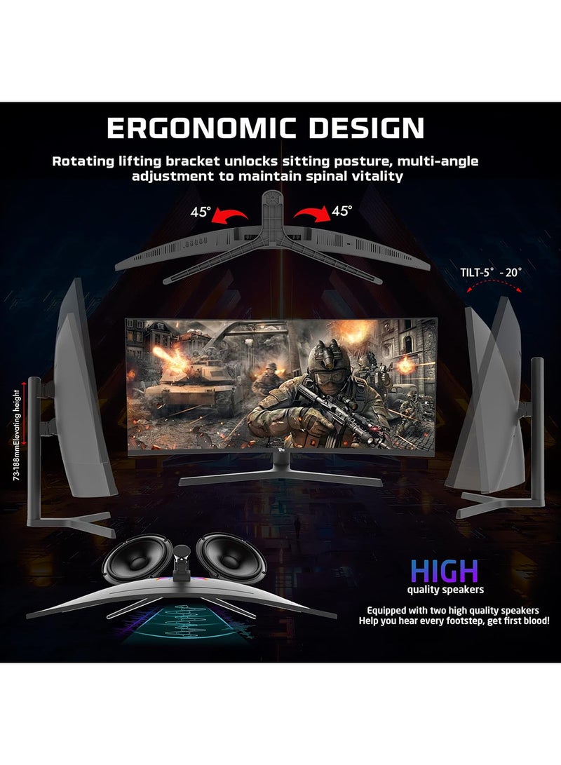 TWISTED MINDS - 34 inch WQHD Curved Gaming Monitor, 165Hz, 1ms MPRT, HDR 100, Dual HDMI 2.1 & DP, Adaptive Sync & G-SYNC, Built-in Speakers, 4000:1 Contrast, 280 nits Brightness TM34CWQHD165VA Black - Image 1