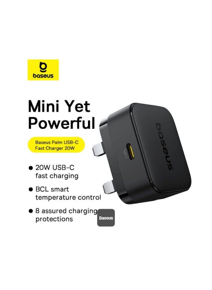 بيسوس Palm 20W PD Type C Fast Charging Wall Charger  Ultra Fast USB C Charger Black - Image 1