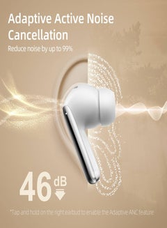 QCY MeloBuds Pro HT08, Wireless Earbuds, Active Noise Cancellation Bluetooth Earphone, Comfortable Fit, Ultra-Low Latency Gaming Earbuds, 34 Hours Playtime White  - Image 3