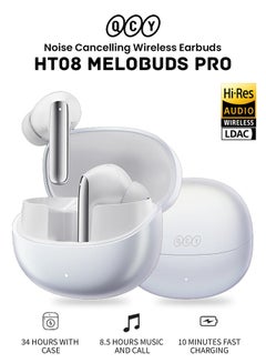 QCY MeloBuds Pro HT08, Wireless Earbuds, Active Noise Cancellation Bluetooth Earphone, Comfortable Fit, Ultra-Low Latency Gaming Earbuds, 34 Hours Playtime White  - Image 1