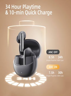 QCY MeloBuds Pro HT08, Wireless Earbuds, Active Noise Cancellation Bluetooth Earphone, Comfortable Fit, Ultra-Low Latency Gaming Earbuds, 34 Hours Playtime - Black  - Image 3