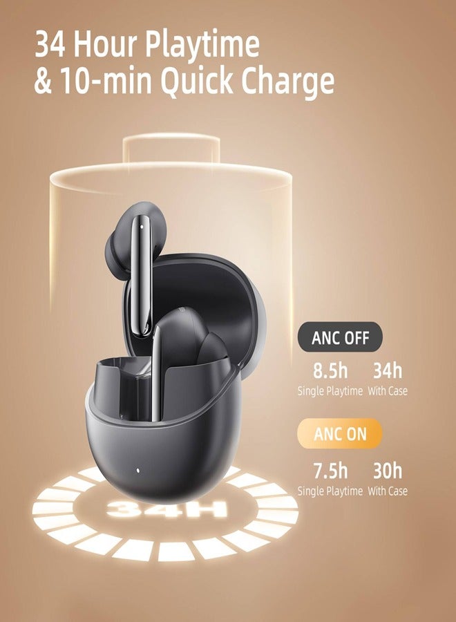 كيو سي واي - MeloBuds Pro HT08, Wireless Earbuds, Active Noise Cancellation Bluetooth Earphone, Comfortable Fit, Ultra-Low Latency Gaming Earbuds, 34 Hours Playtime - Black - Image 1