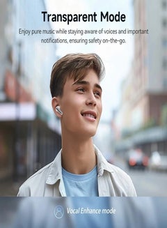 كيو سي واي MeloBuds N50 ANC Earbuds, Advanced Dual Noise-Canceling,Enhanced Sound Quality, 28 Hrs Long Battery Life, Comfortable & Secure Fit, Transparency Mode, Touch Controls & IPX5 Water-Resistant - White  - Image 3