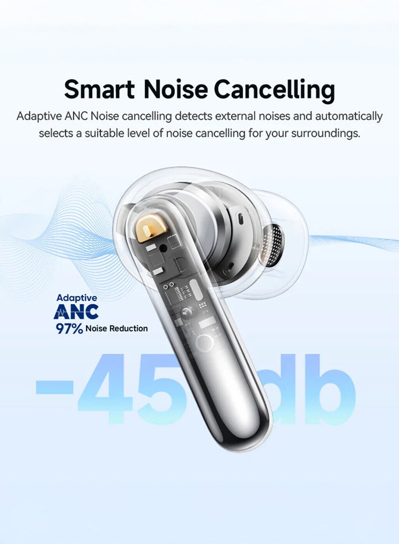 كيو سي واي سماعات ملو بودز N50 ANC، إلغاء الضوضاء المتقدم، جودة صوت محسّنة، عمر بطارية طويل يصل إلى 28 ساعة، ملائمة ومريحة، وضع الشفافية، تحكم باللمس ومقاومة للماء IPX5 - - Image 2