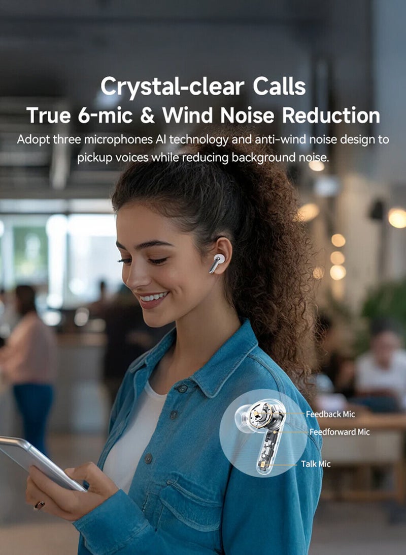 كيو سي واي سماعات ملو بودز N50 ANC، إلغاء الضوضاء المتقدم، جودة صوت محسّنة، عمر بطارية طويل يصل إلى 28 ساعة، ملائمة ومريحة، وضع الشفافية، تحكم باللمس ومقاومة للماء IPX5 - - Image 5