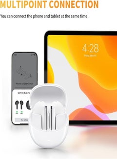 كيو سي واي HT10 AilyBuds Pro Wireless Earphone, Adaptive Noise Cancelling Earbuds, Hi-Res Audio Clear Calls, 5.3 Bluetooth, Semi-in-Ear Design,Comfortable Wearing and 30-Hours Long Battery Life White  - Image 3
