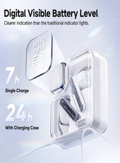 كيو سي واي MeloBuds Neo Wireless Earbuds, Bluetooth 5.3 Earphones with HiFi Stereo Deep Bass, Personalized EQs, 4 Mics ENC Calls, LED Power Display, 24H Playtime, Dual Connection, IPX5 Waterproof - White  - Image 2
