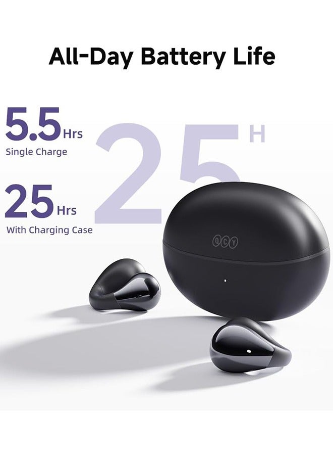 QCY - Crossky C30 Open-Ear Earbuds, Wireless Clip-On Headphones Bluetooth 5.4, Comfortable Stable Fit, AI Crystal-Clear Call, Dual-Device Connections, Waterproof Earphones for Sports/Workout/Running Black - Image 1