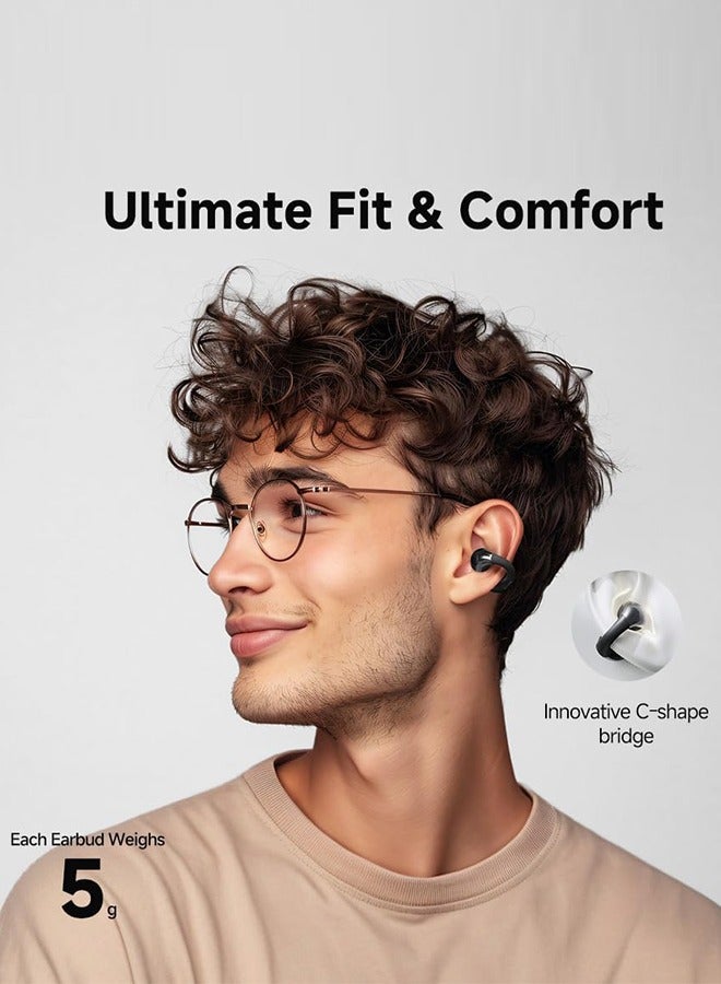 QCY - Crossky C30 Open-Ear Earbuds, Wireless Clip-On Headphones Bluetooth 5.4, Comfortable Stable Fit, AI Crystal-Clear Call, Dual-Device Connections, Waterproof Earphones for Sports/Workout/Running Black - Image 1
